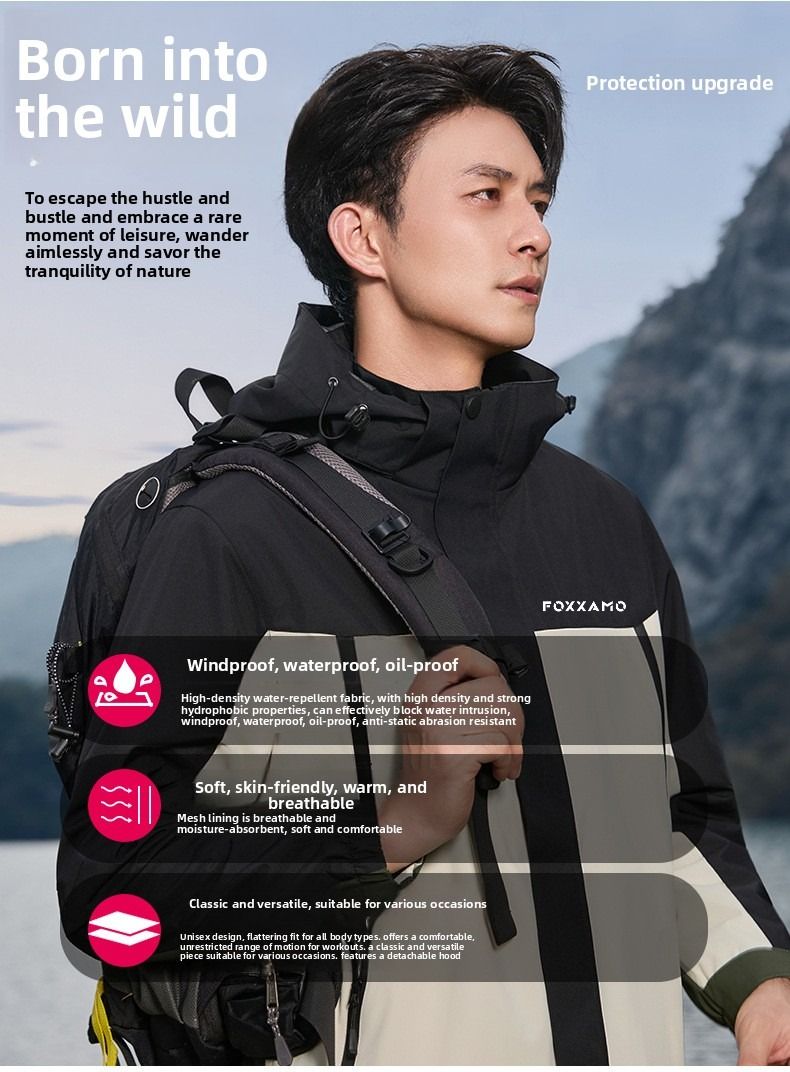 Tuta da trekking da uomo e da donna, sottile, antivento e impermeabile, per esterni, primavera e autunno, FOXXAMOCycling, campeggio ed escursionismo, pesca_voghion.com