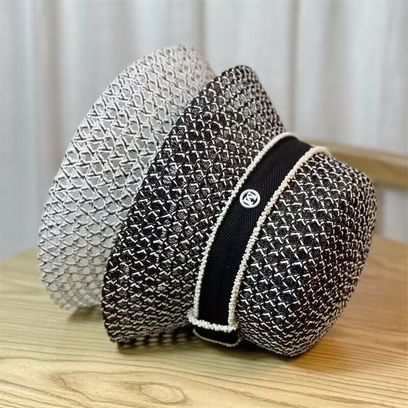 Unisex Temperament letters bucket Fisherman hat Straw hat children outing shade white basin hat tide_voghion.com