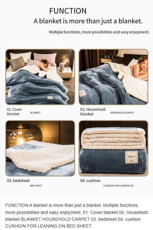 Solid Color Three-layer Lamb Fleece Blanket Thickened Milk Fleece Composite Blanket AB Version Baby Fleece Autumn And Winter Sofa Padded Blanket_voghion.com
