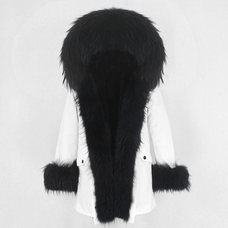 Women's Clothing hot sale winter parka for women with detachable fox fur collar lining fashionable warm ladies mid length coat_voghion.com