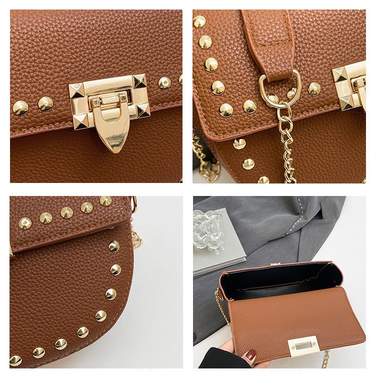 Moda casual semplice rivetto 2025 primavera personalità tendenza moda borsa a tracolla spalla sella_voghion.com