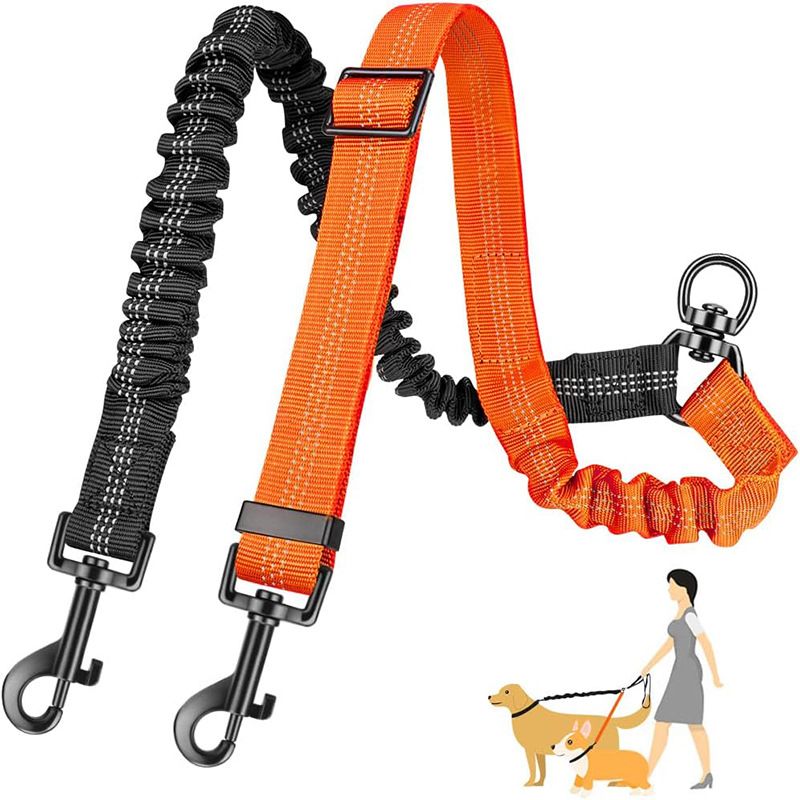 Guinzaglio retrattile automatico per animali domestici, per una sola trazione, per due cani, per passeggiate all'aperto, antideflagrante, bicolore, resistente_voghion.com