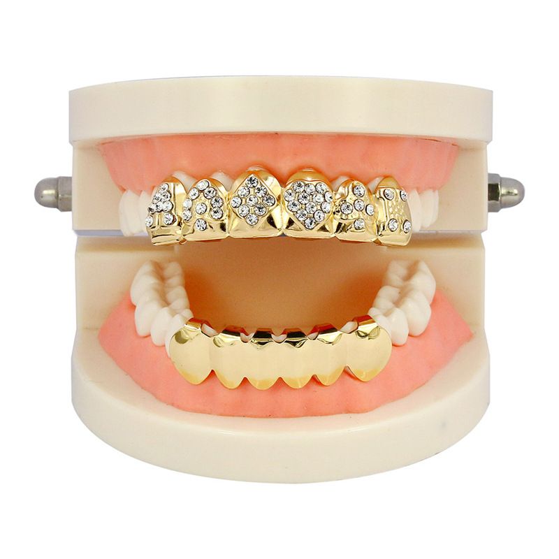 Unisex Schmuck Mode Diamant Gold Zähne Spielkarte Anzug Form Pik rote Pfirsiche Pflaumen Platz Ein Hip-Hop-Schmuck HIPHOP Zahn_voghion.com