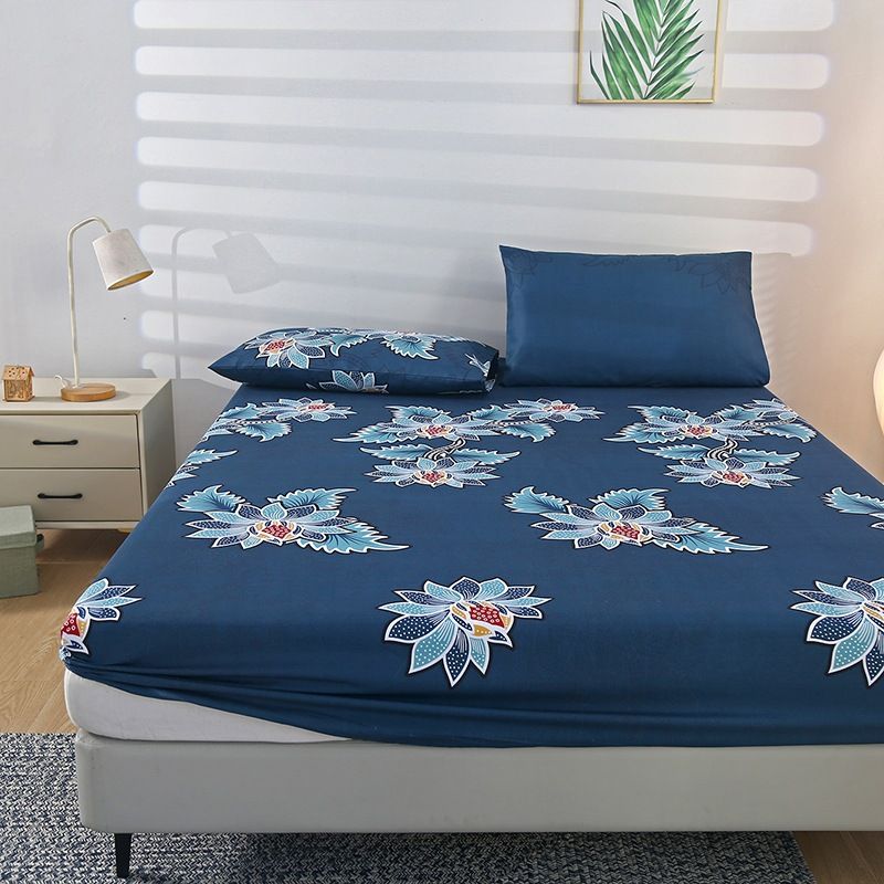 Lenzuolo con angoli in cotone con aloe di alta qualità - Coprimaterasso stampato per letto matrimoniale con elastico in vita per protezione dalla polvere_voghion.com