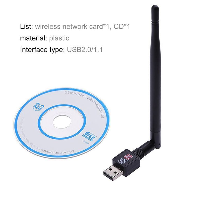 USB WiFi-adapter, hordozható széleskörű kompatibilitású műanyag hálózati LAN-kártya dongle antennával, napi használat_voghion.com