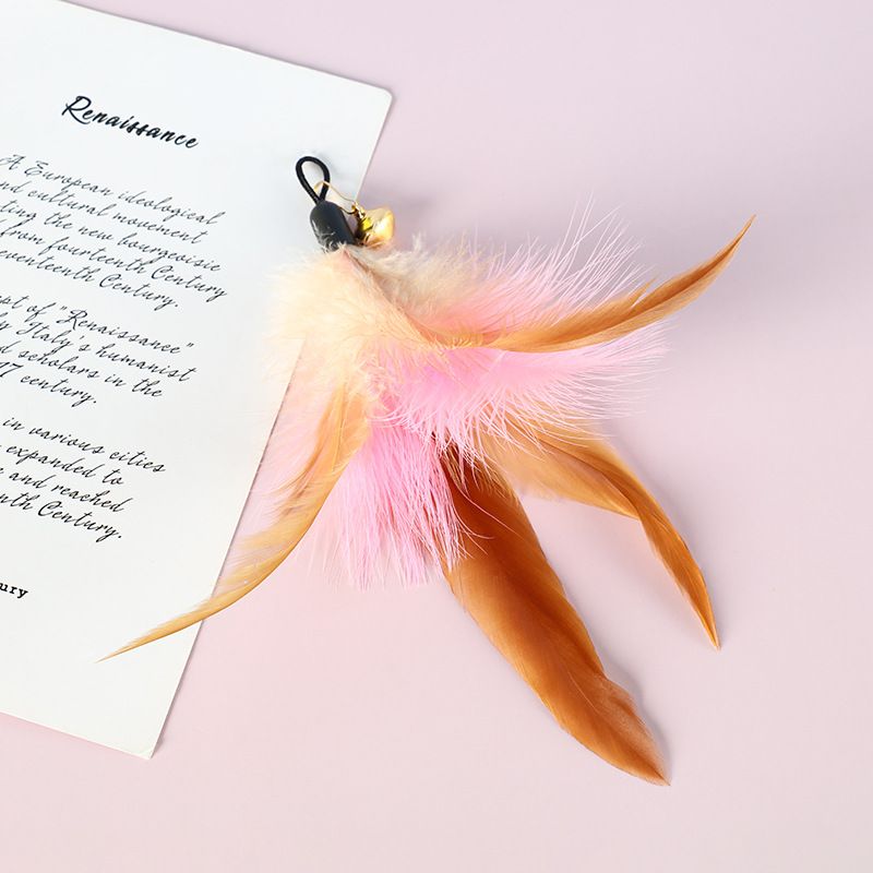 Pet Supplies Feather Bell Replacement Head Teasing Elastic Wire Cat Teaser Wand Interactive Toy_voghion.com