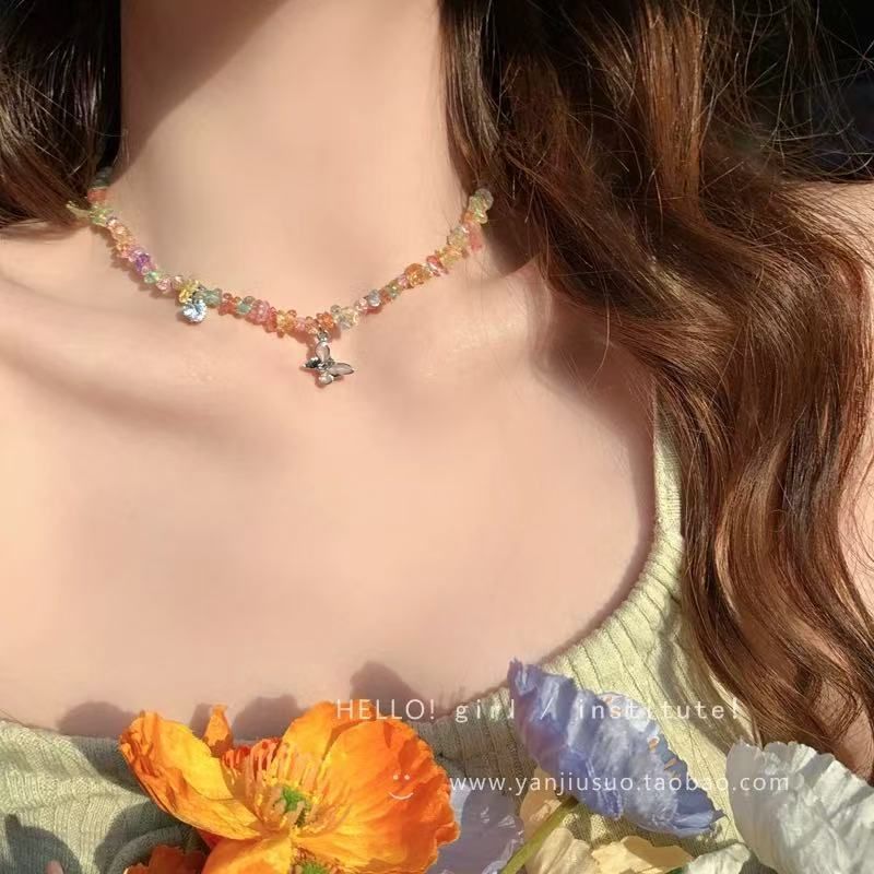 Collier de niche en perles colorées Dopamine, design élégant, personnalité, mode, exquis, simple et de grande valeur_voghion.com