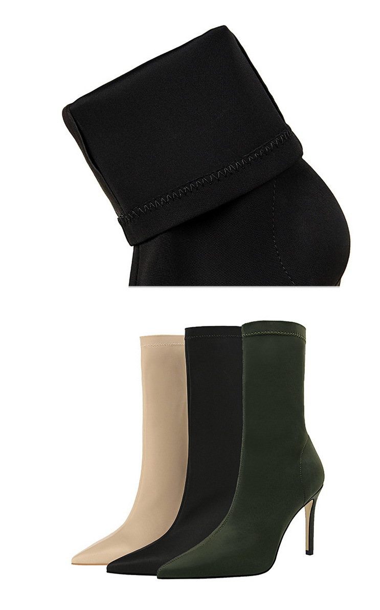 315-1 Einfache Damen-Stiefel mit dünnem, superhohem Absatz und sexy Nachtclub-Passform, schmaler, spitzer Leica-elastischer Kurzstiefel_voghion.com