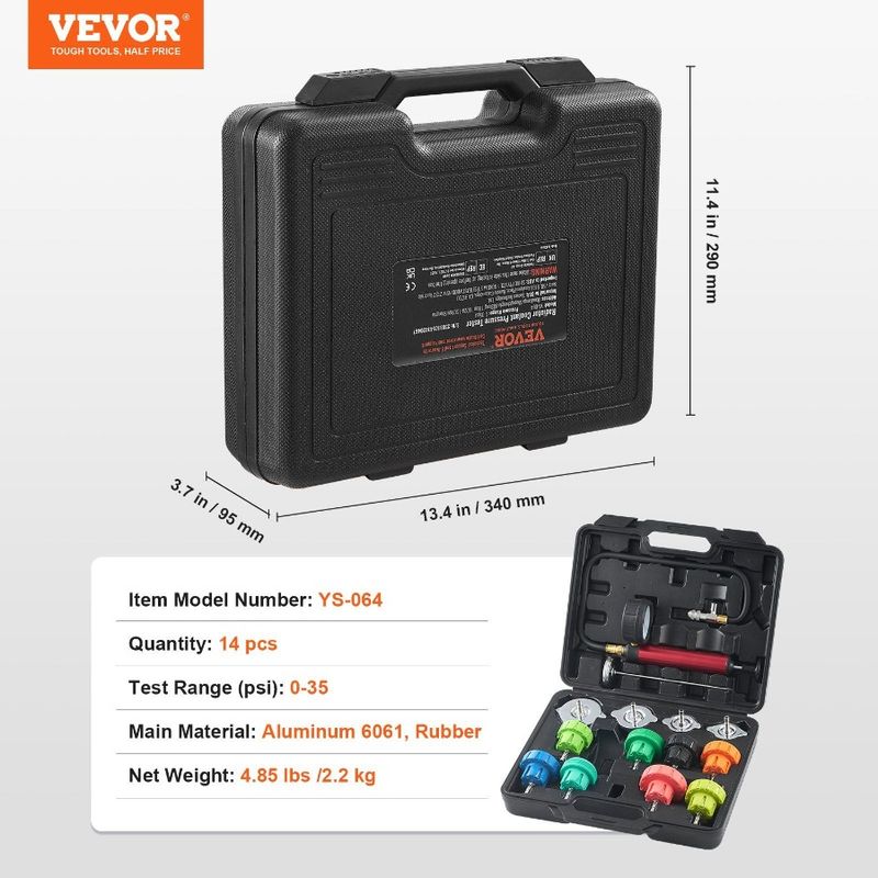 Pressure Pump Radiator Test And Cap Coolant Adapt Steel Colorcoded Kit 14 Pcs With Universal Tester Kit Pressure Manual Tester_voghion.com
