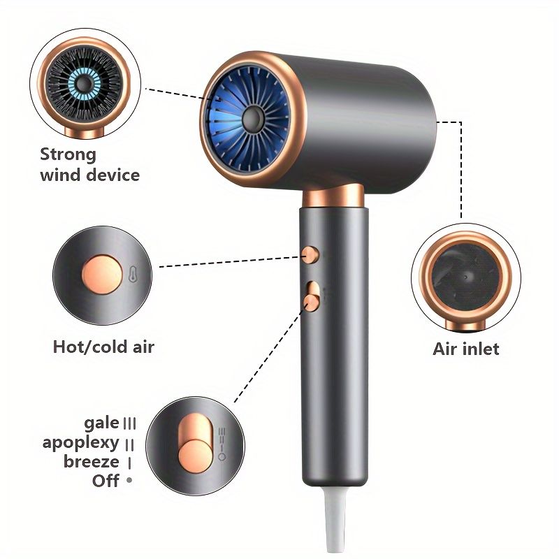 Professional 2000W Hair Dryer with Negative Ion Technology, Air Nozzle, 2 Combs, and Rack - Fast Drying, Safe and Effective Hair Care_voghion.com