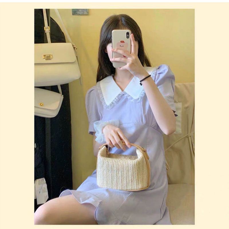 Kleine Tragetasche, neue strohgewebte Urlaubs- und Freizeittasche für den koreanischen Sommer 2024, modische Umhängetasche für Damen_voghion.com