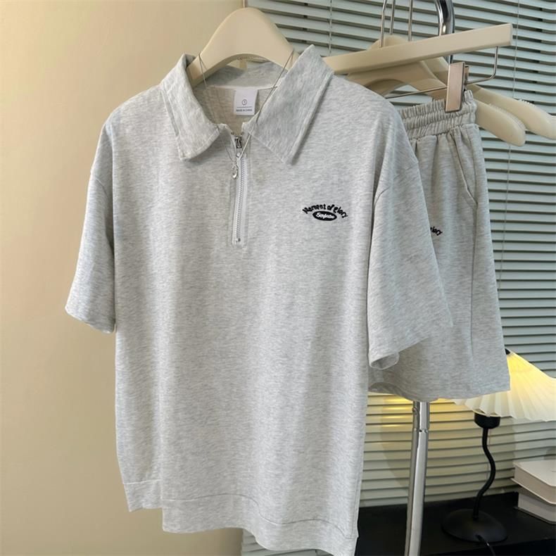 Ensemble 2 pièces décontracté d'été pour femme : t-shirt à manches courtes et short large en coton (respirant, coupe ample, style sportif)_voghion.com