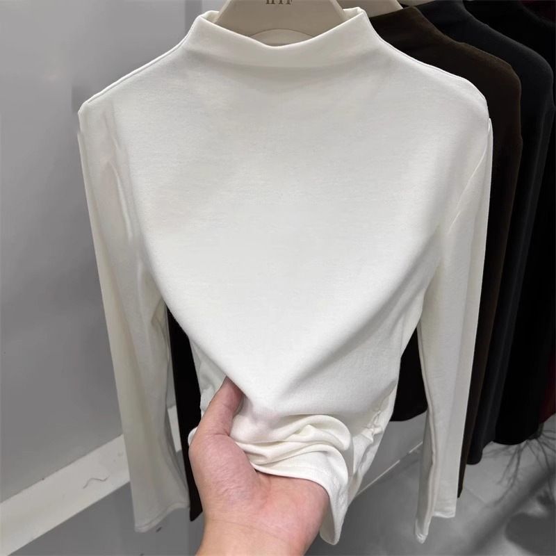 Maglia a collo alto a coste slim-fit – Strato base elasticizzato a maniche lunghe da donna | Versatile e valorizzante_voghion.com