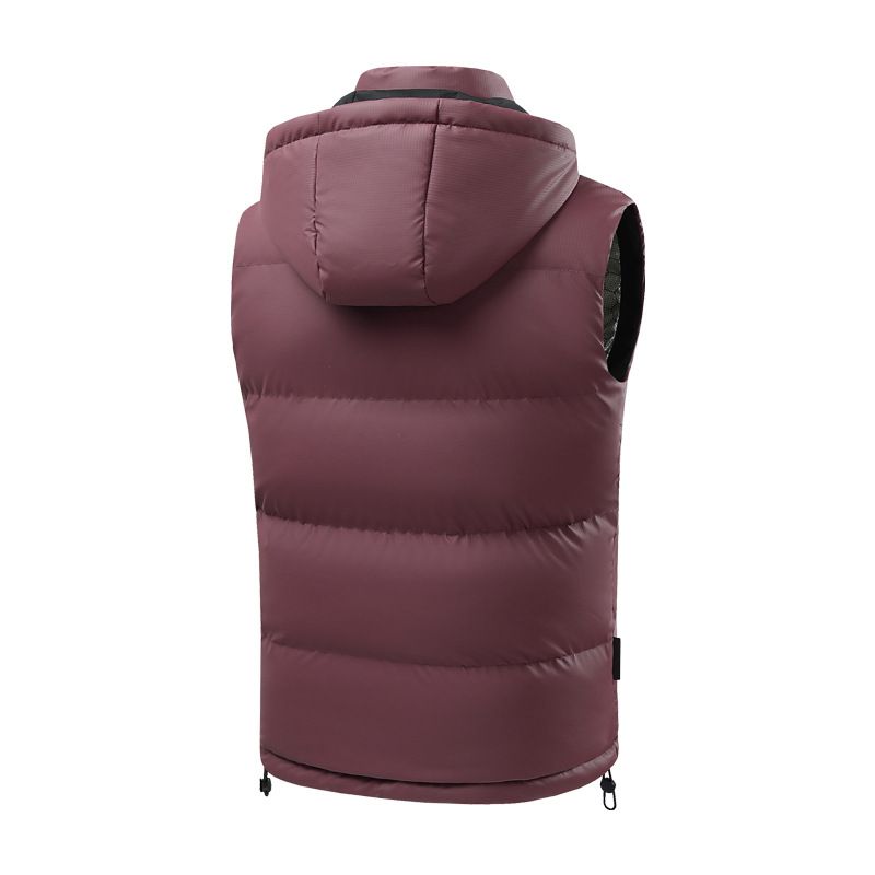 Leichte Kapuzenweste für Herren mit Graphenheizung, ärmellose Streetwear-Jacke mit Reißverschluss für die Freizeit, Schwarz/Grau/Rot_voghion.com