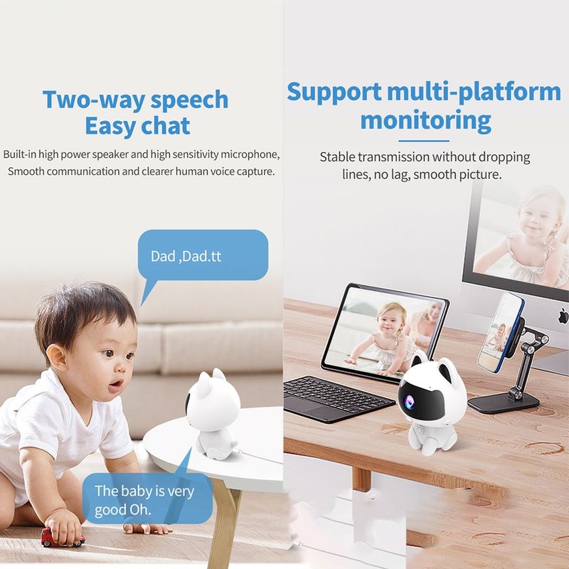 K9 Cute Pets Smart Home Camera, Support Night Vision Two-way Voice & Motion Detection (White)_voghion.com
