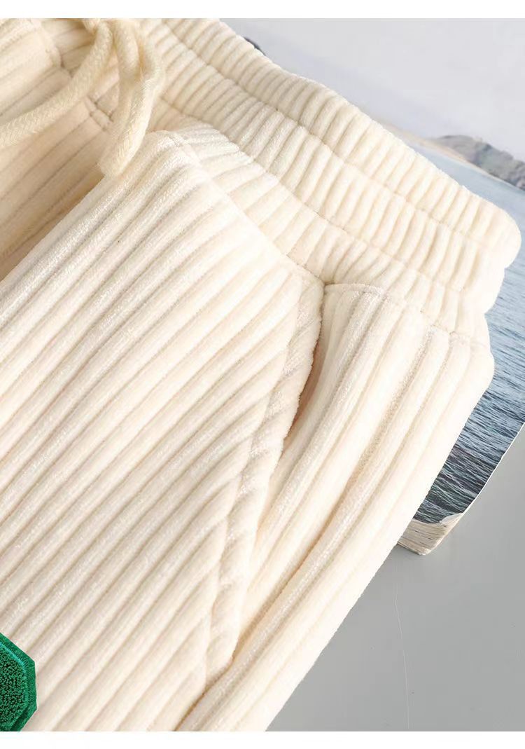 Roupas femininas Inverno mais veludo calças de moletom espessadas para mulheres todas as combinações casuais punhos quentes calças harém soltas cintura elástica fina calças esportivas_voghion.com