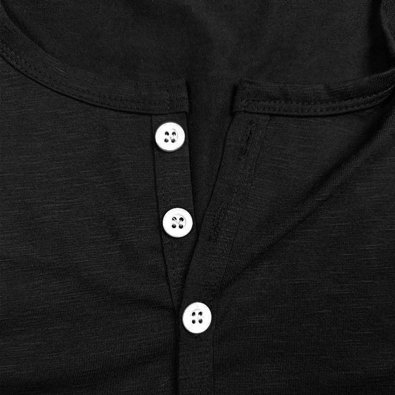 Maglietta da uomo in bambù, casual, estiva, con colletto Henley, stile americano, taglie forti, a maniche corte, con bottoni_voghion.com