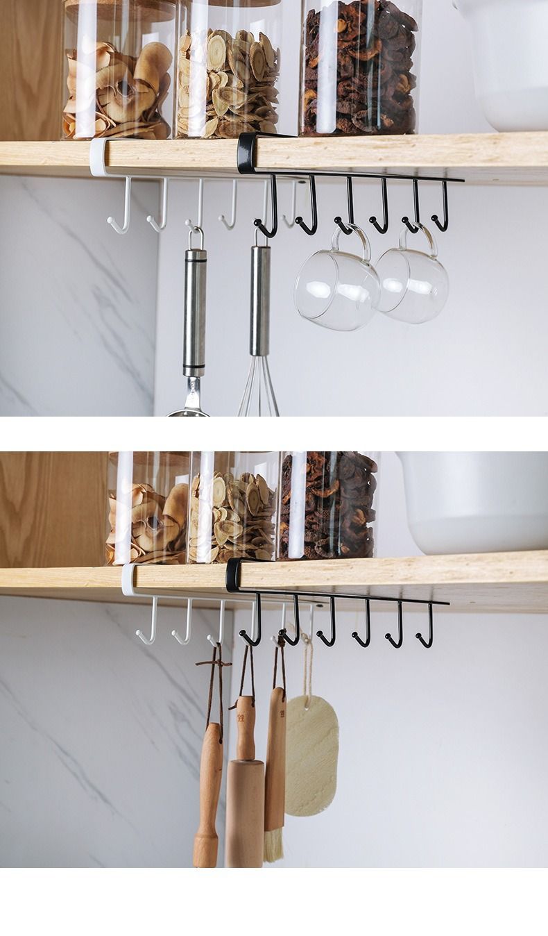 Storage Hanging Rack Home Door Kitchen Iron Art Cabinet Multi-functional Wardrobe Organizer No Trace Nail-free Hook_voghion.com