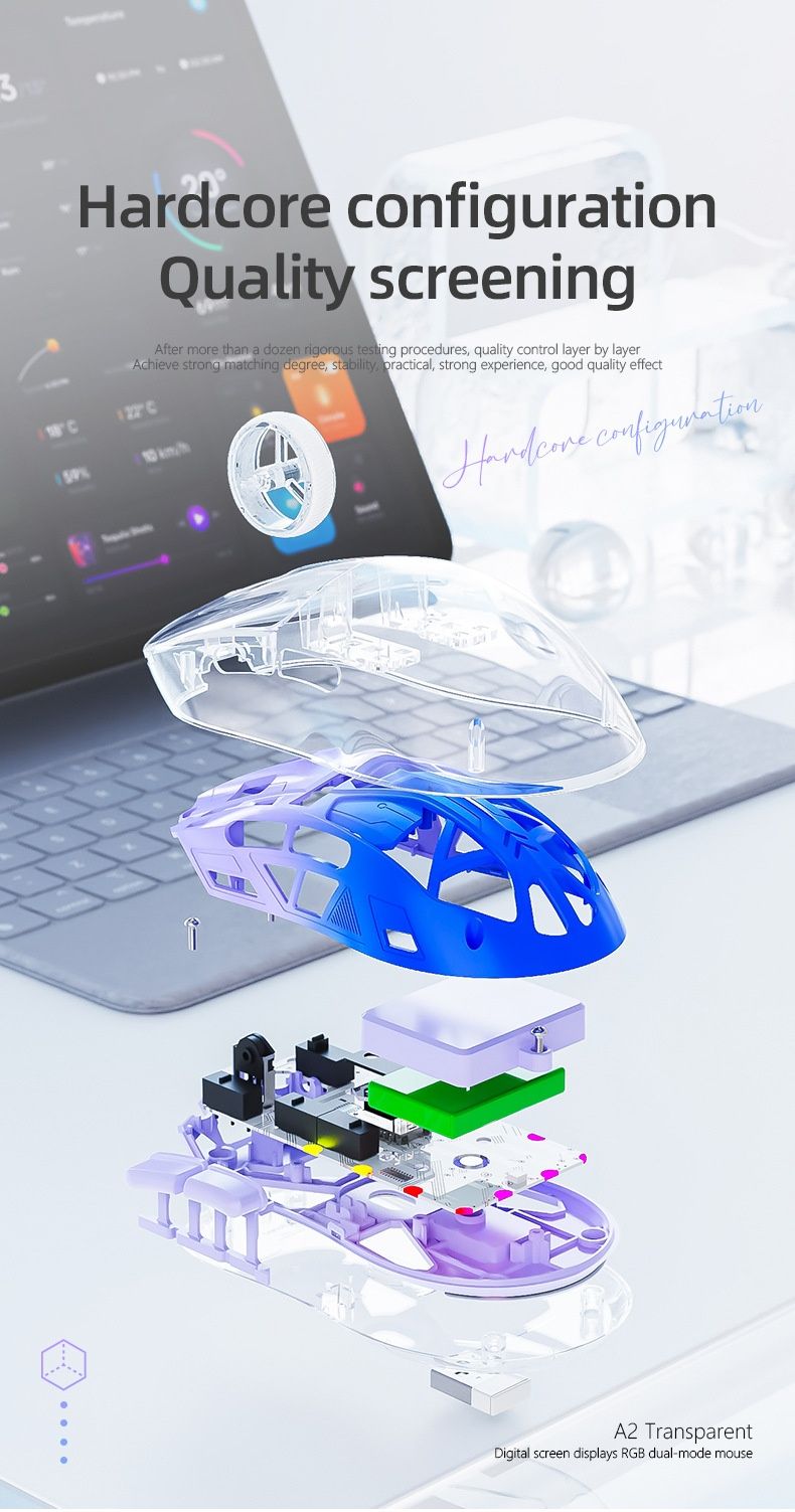 Digitex Digitex Liberty Wolf A2 Dual Mode RGB Luminous 2.4G Wireless Bluetooth Transparent Gaming E-Sports Computer Office Mouse_voghion.com