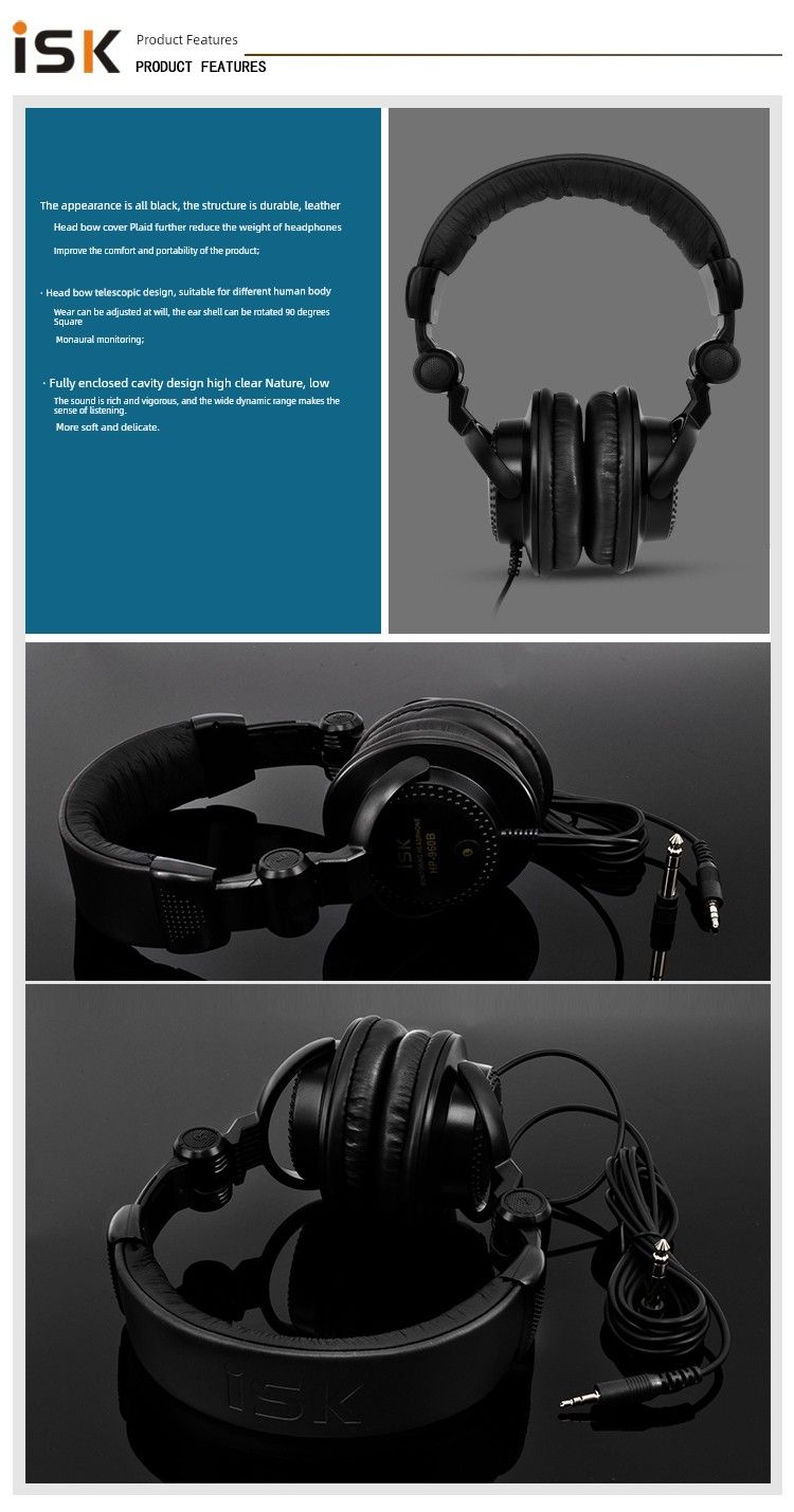 ISK HP-960B Computer-Headset, kabelgebunden, professioneller DJ-Monitor, HiFi-Netzwerk, Karaoke, YY Anchor 3 M_voghion.com