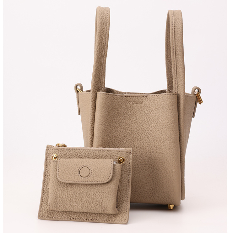 Borsa a secchiello portatile monospalla di Songmont Small Vegetable Basket Series con strato superiore in pelle bovina e grande capacità_voghion.com