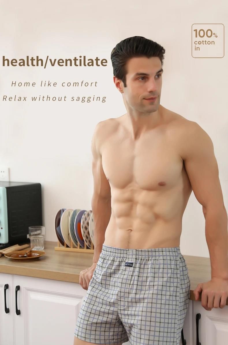 Plus Size M-XXXL Cotton Aro Men's Underwear Flat Pants Skin-friendly Comfortable Loose Home Large Waistband_voghion.com