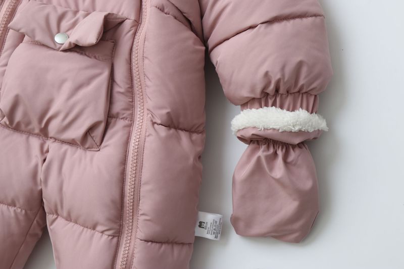 Pelele de invierno premium con capucha para bebé Mother & Kids: mono grueso acolchado de algodón para bebés y niños pequeños (66-90 cm), unisex, manga larga, con cremallera_voghion.com