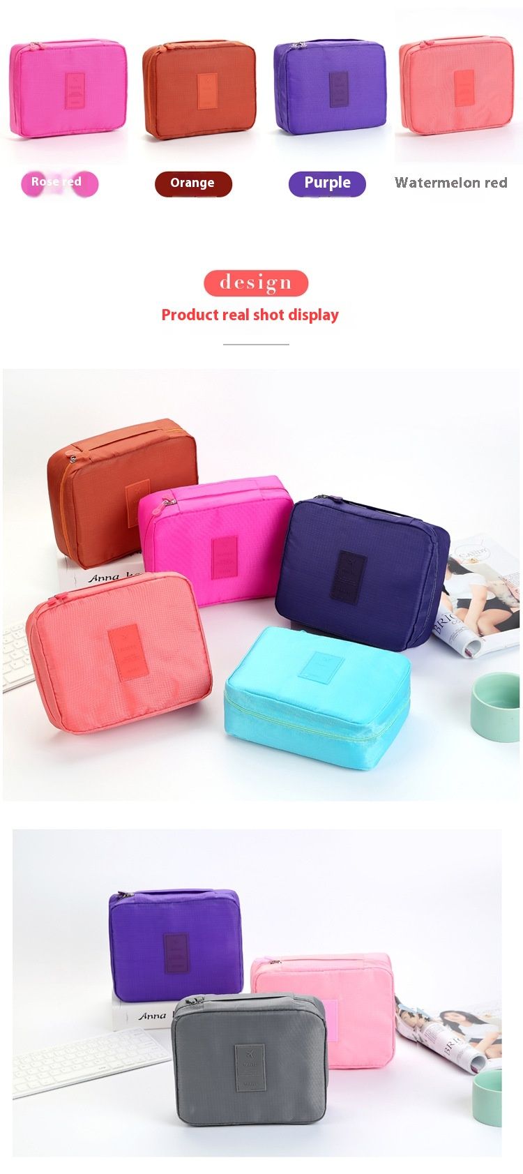 Trousse de toilette de voyage de grande capacité version coréenne de deuxième génération, trousse de maquillage, sac de rangement portable, sac carré multifonctionnel_voghion.com