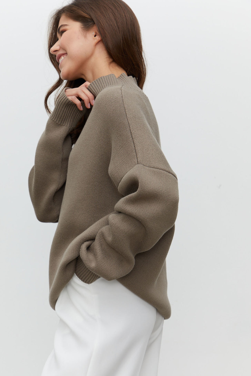 Vêtements pour femmes Mode féminine avec pull ample et chaud à demi-col roulé_voghion.com