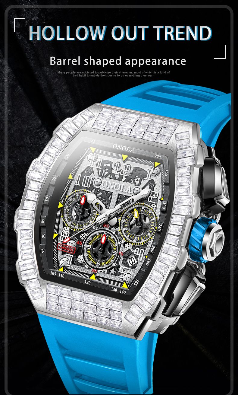 ONOLA 6826F Top Brand Sports Men's Diamond Watches Luxury Automatic Mechanical Watch For Men Silicone Strap Military Wristwatch_voghion.com