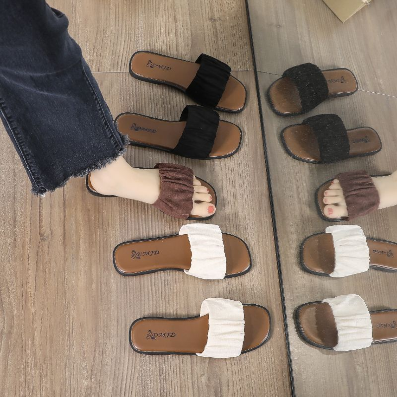 Haute Couture Französische Flip-Flops mit flacher Sohle für Damen im Sommer. Instagram Sandalen für den Strand Damenschuhe_voghion.com