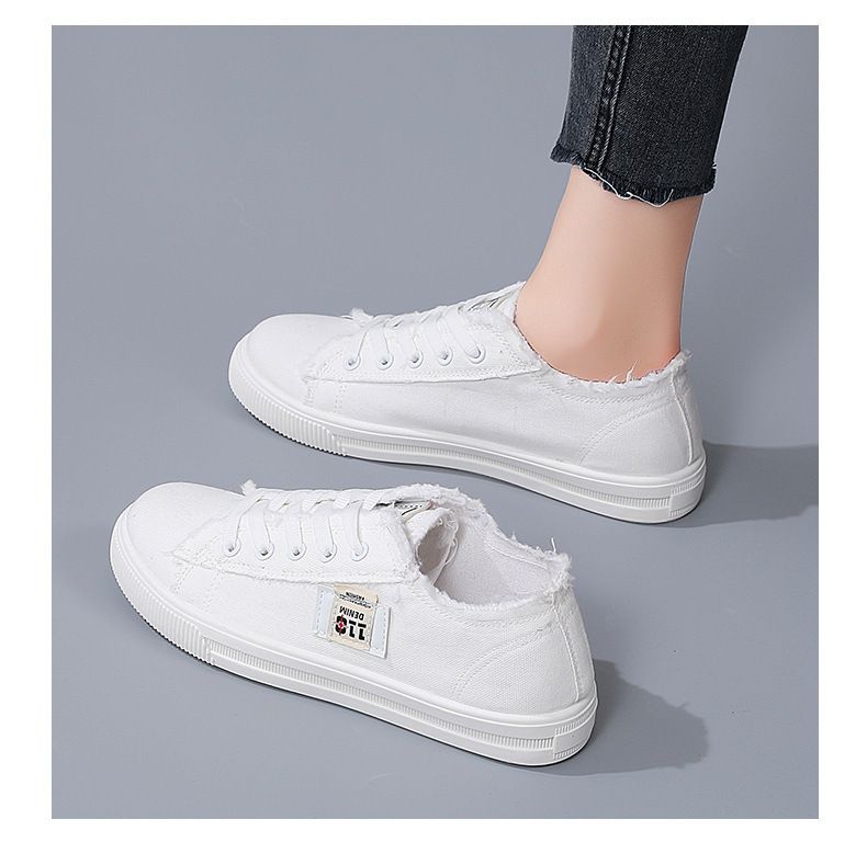 Autumn New Canvas Small White Student Flat Bottom Sports Board Shoes, Fashionable and Versatile Soft Sole Large Size_voghion.com