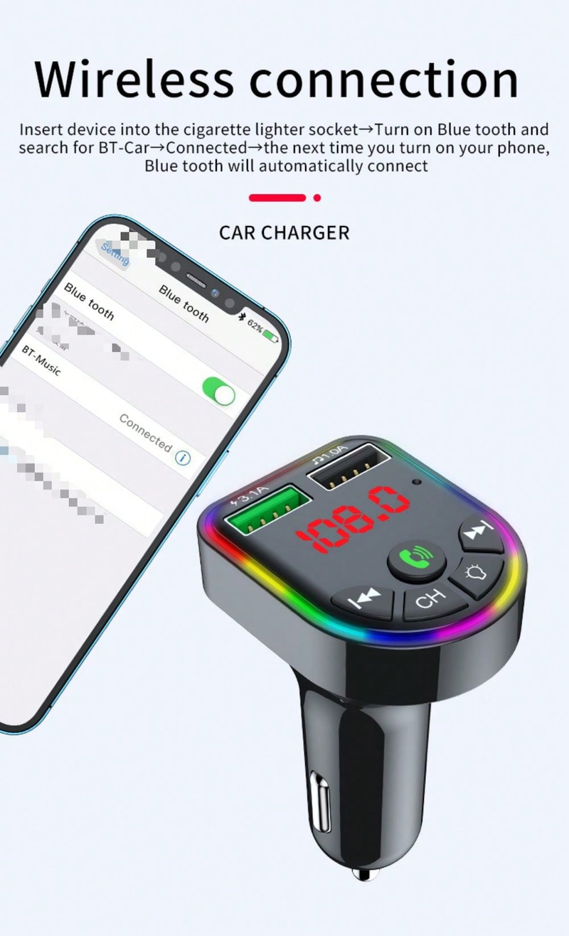 MP3 Çalar Bluetooth Eller Serbest Telefon Navigasyon Arama Çift USB Hızlı Şarj Araç Aksesuarları_voghion.com