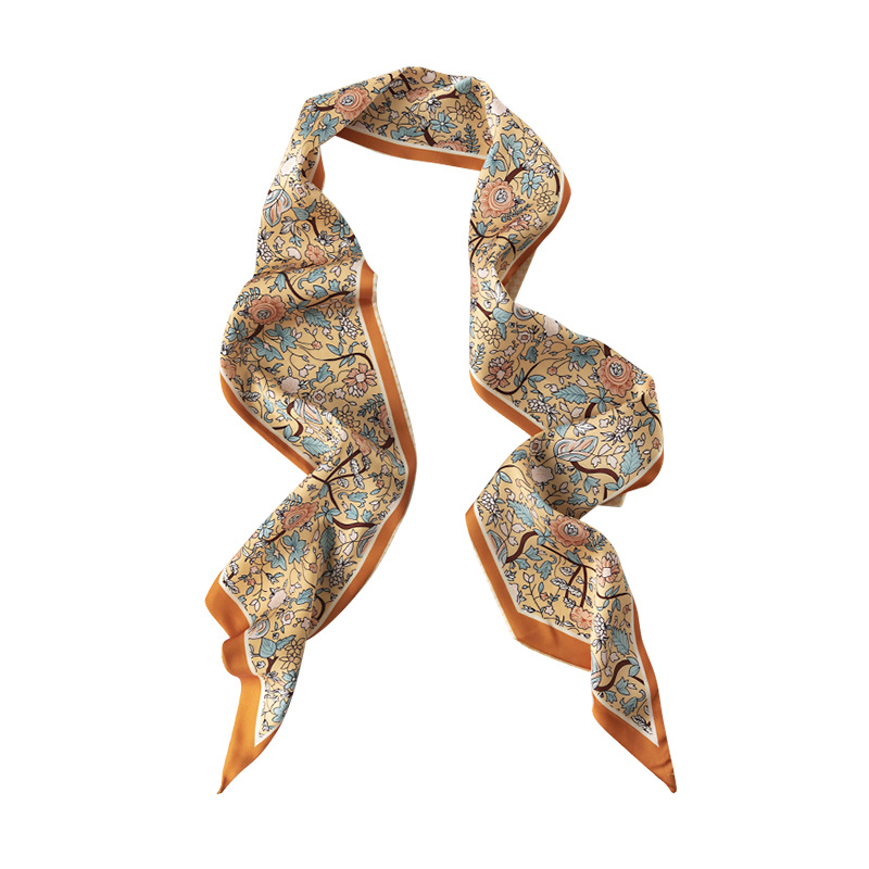 British printed simulated silk scarf, spring and summer thin elegant floral long ribbon professional scarf_voghion.com