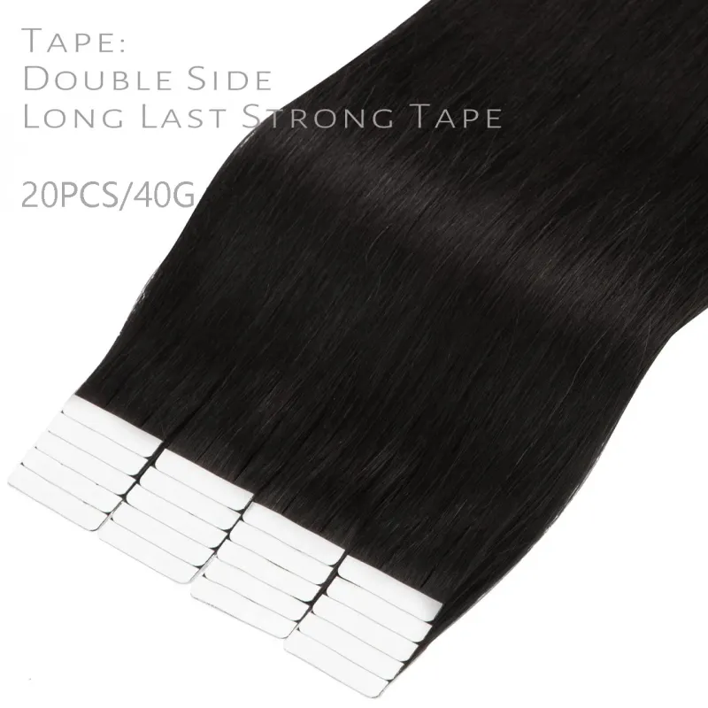 Straight Tape In Hair Extensions Natural Adhesive Seamless Brazilian Human Hair 20pcs/pack_voghion.com