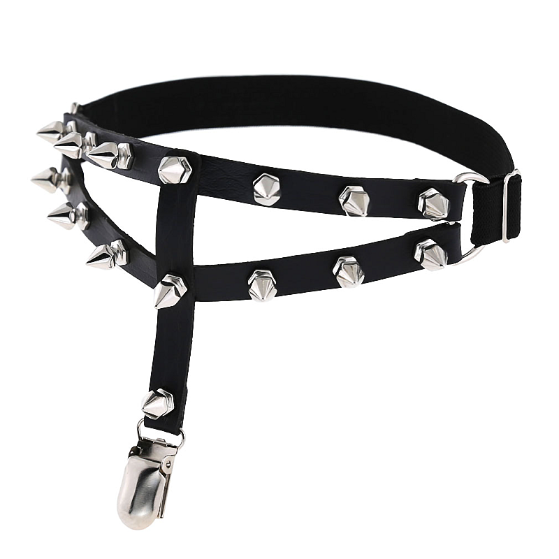 Collare in pelle scura in stile giapponese per giovani adulti con giarrettiera_voghion.com