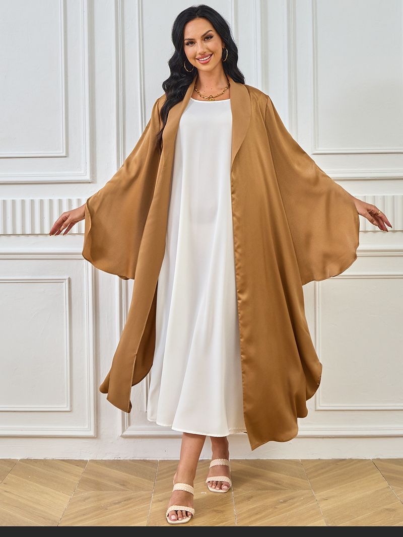 Damkläder Stor Gunga Enfärgad Cardigan Robe Klänning Hon_voghion.com
