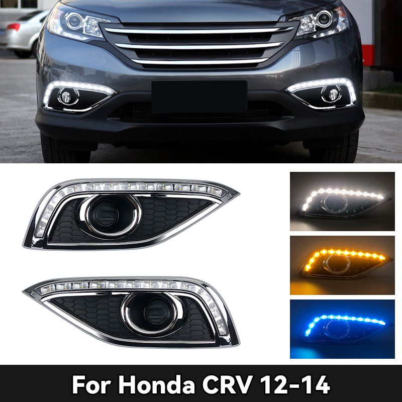 Convient aux feux de jour à LED modifiés Honda CRV 12/13/14, clignotants, trois couleurs_voghion.com