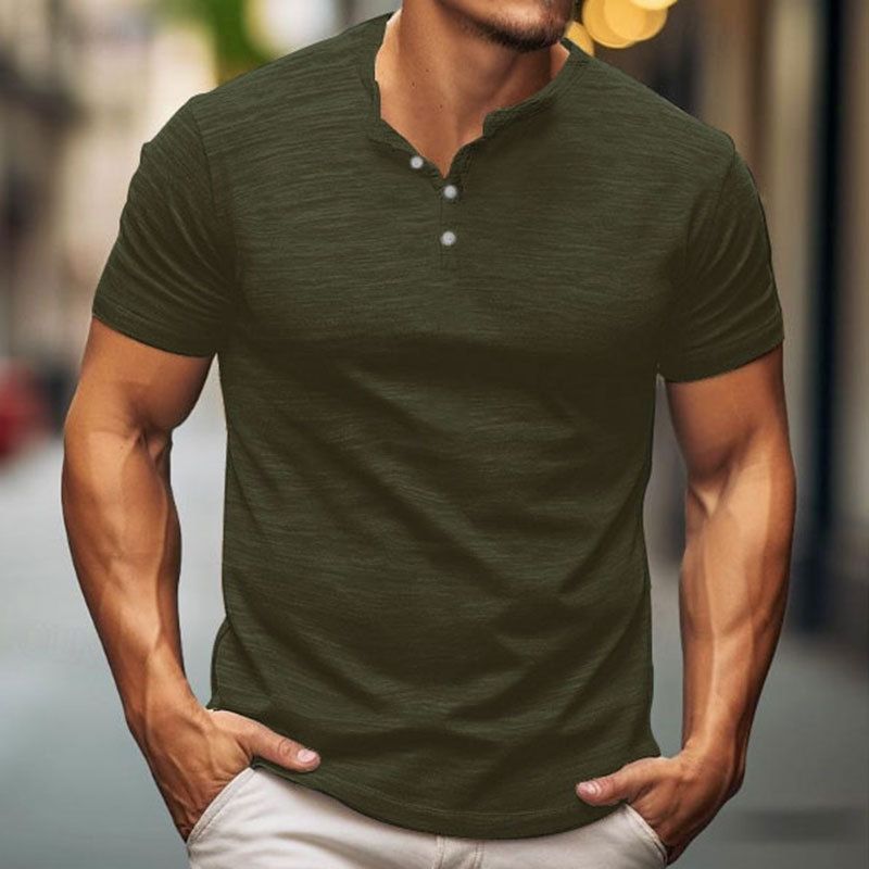 Maglietta a maniche corte con bottoni, da uomo, di qualità imbattibile, 24 nuovi modelli alla moda, con colletto alla coreana, nodo in bambù, estiva, casual, tinta unita, alla moda._voghion.com