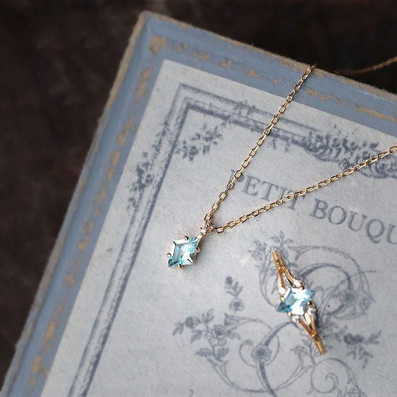 【 Rêve 】 Collier chaîne claviculaire en argent plaqué topaze étoile du soir coucher de soleil tempérament féminin_voghion.com