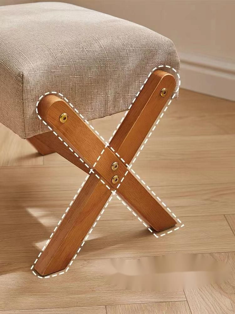 Tavolino da caffè basso quadrato Nordic Light Luxury Pure Solid Wood Shoe Changing Home Entrance Soft Cushion_voghion.com