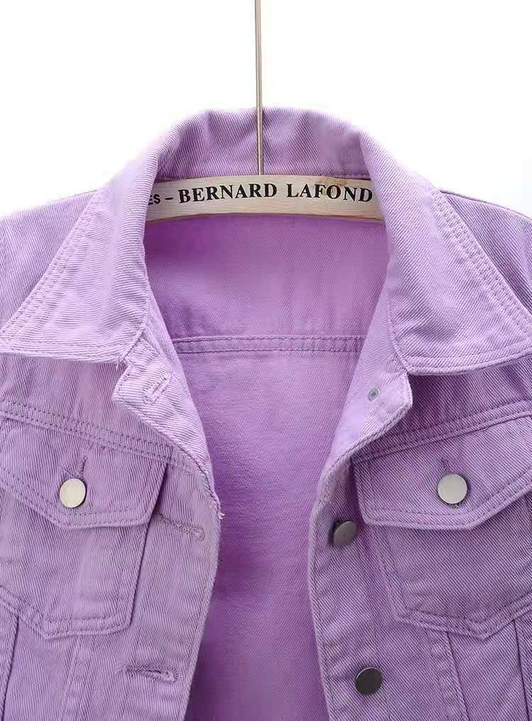 Spring and summer Korean style slim color mid-sleeve denim jacket women's short three-quarter sleeve jacket waistcoat small shawl top_voghion.com