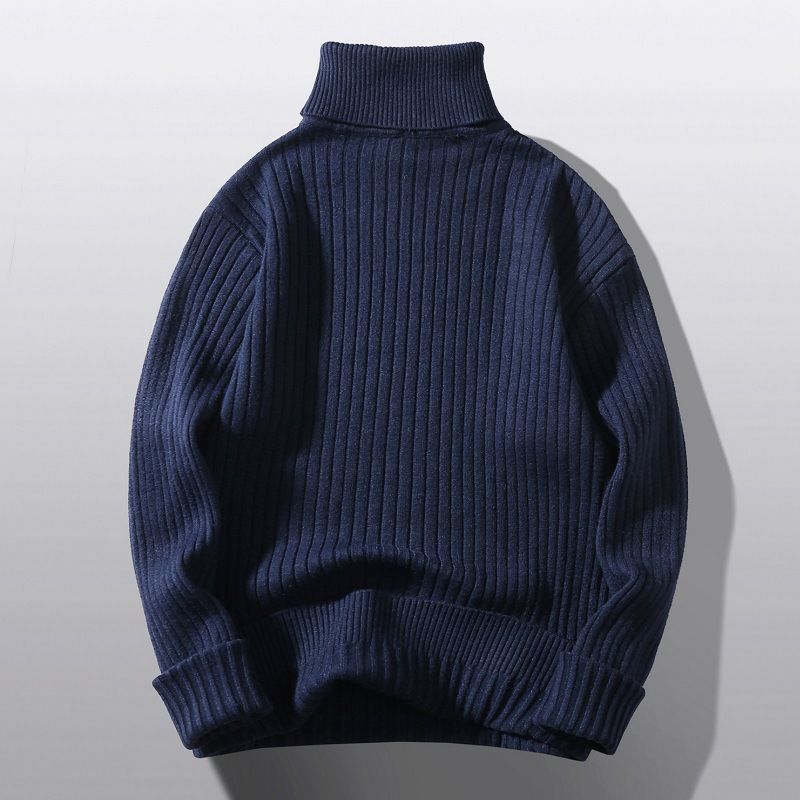 Men's Clothing Autumn And Winter Running Volume Sweater Men's High Collar Pullover New Flower Sweater Casual Knit Sweater Bottom Line Sweater Spot_voghion.com