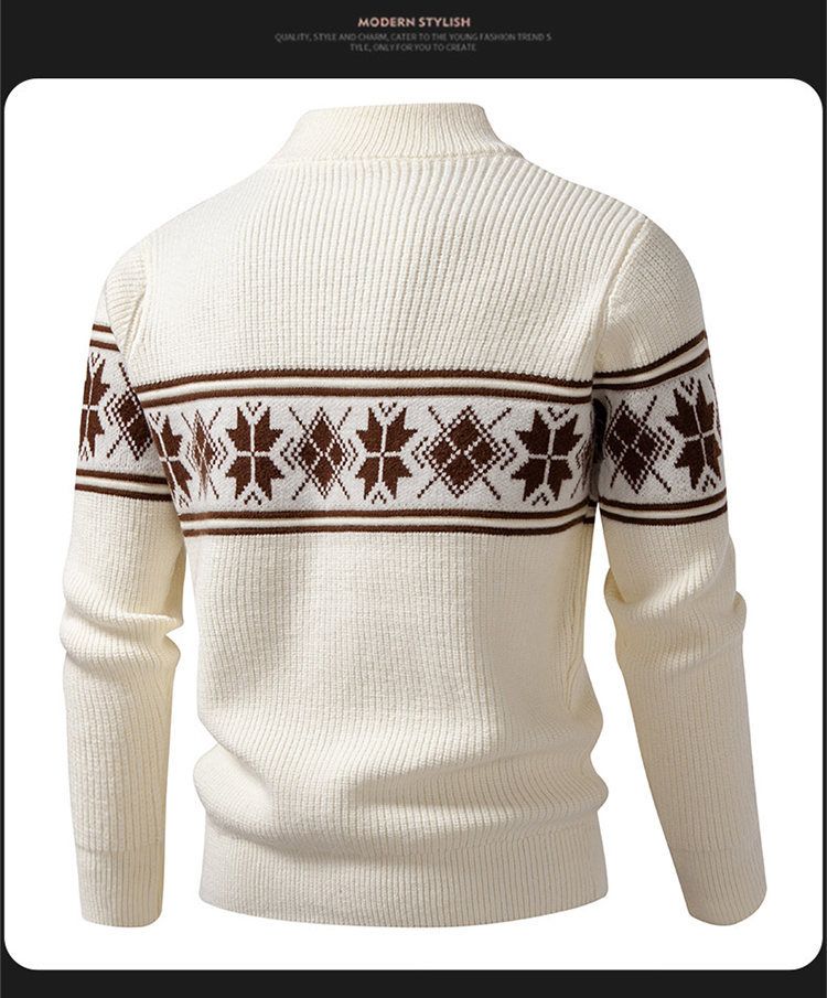 Herren-Strickjacke mit Halbrollkragen – Lässiger Pullovermantel mit lockerer Passform für Herbst und Winter_voghion.com