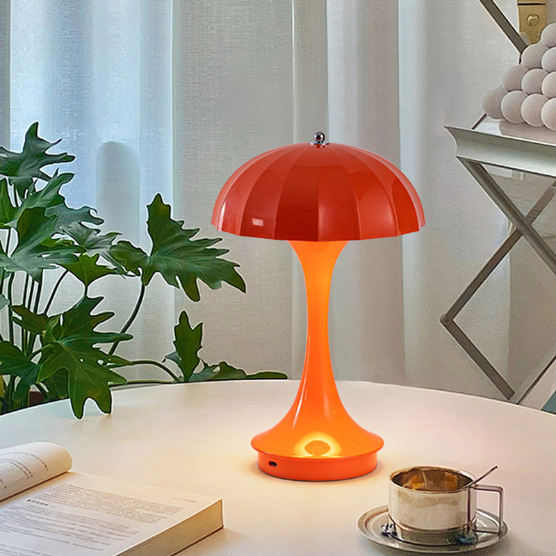 Cogumelo lâmpada de mesa quarto cabeceira flor bud lâmpada medieval criativo escurecimento toque decorativo lâmpada mesa_voghion.com