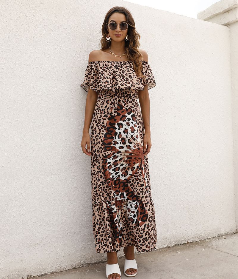 Sommerkleid für Damen mit einzeiligem Kragen und Rüschensaum_voghion.com