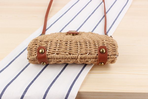 New Small Fresh Crossbody Woven Bag Beach Bag Forest Series Semi-circular Grass Woven Bag Vacation Photography Women's Bag_voghion.com