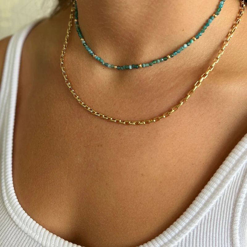 Wholesale Jewelry Simple Style Round Titanium Steel Beaded Choker_voghion.com