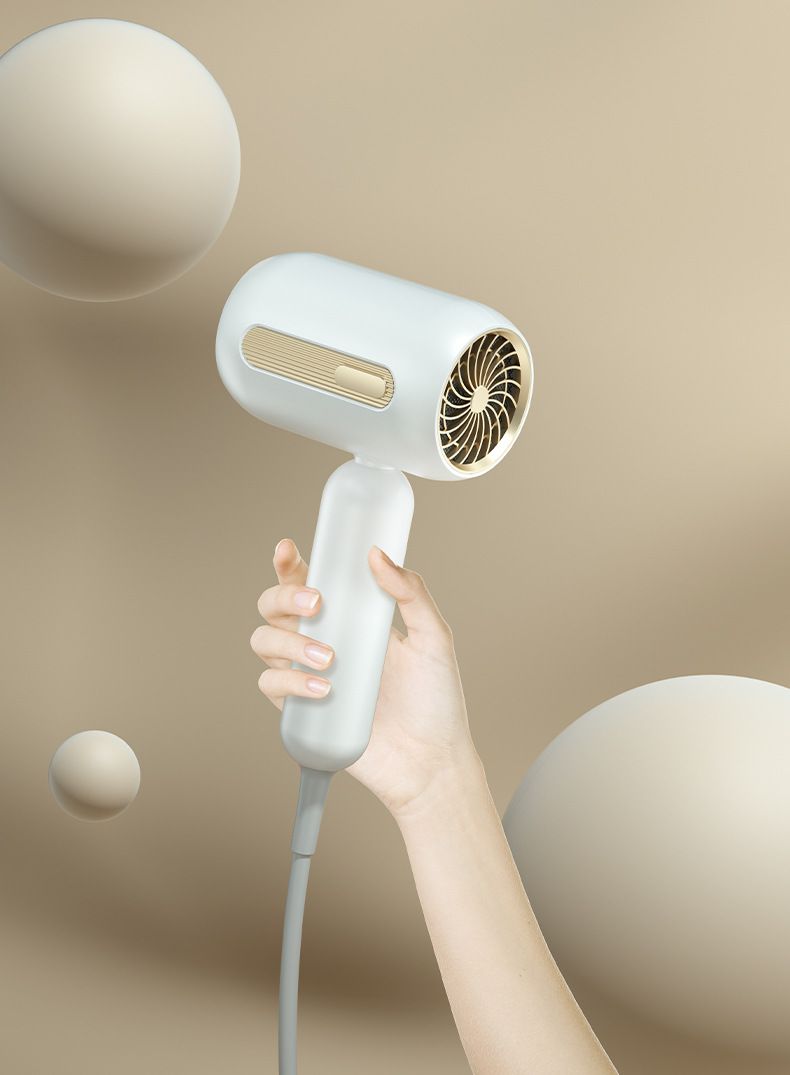 1900W Professional Hair Dryer – Ionic Fast Drying With 3 Speed & Cool Shot, Lightweight ABS Blow Dryer For Home & Travel (White/Beige)_voghion.com