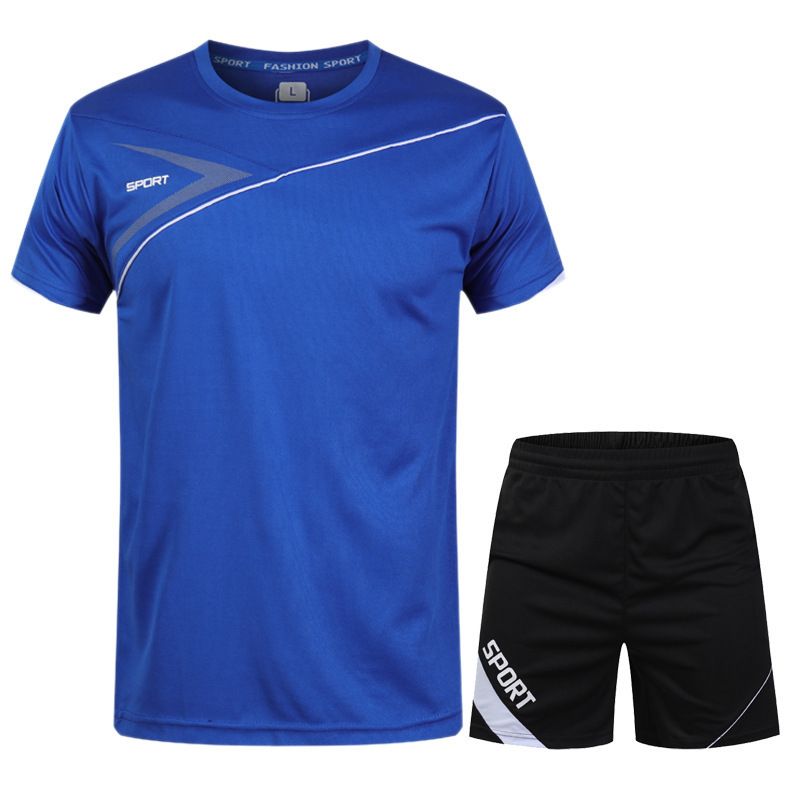 Sommer Kortærmet Sportsdragt Herre Plus Size Hurtigtørrende Tøj Løbeshorts Slim Fit Fitness Afslappet Sportstøj_voghion.com